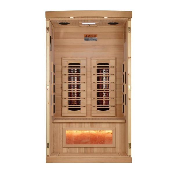 Golden Designs Reserve Edition 2 Person Indoor Full Spectrum Sauna w/ Himalayan Salt Bar (GDI-8010-03)