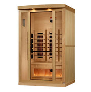golden designs gdi-8020-03 2 person infrared sauna exterior front view

interior canadian hemlock golden designs 2 person infrared sauna bench and salt bar

infrared panels inside golden designs gdi-8020-03 near zero emf

chromotherapy lighting and bluetooth stereo golden designs reserve edition sauna
