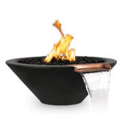the outdoor plus cazo fire and water bowl exterior view

the outdoor plus cazo hammered copper fire water bowl patio setup

the outdoor plus cazo fire and water feature lit at night with flame and water

the outdoor plus cazo copper fire and water bowl stainless steel burner close up