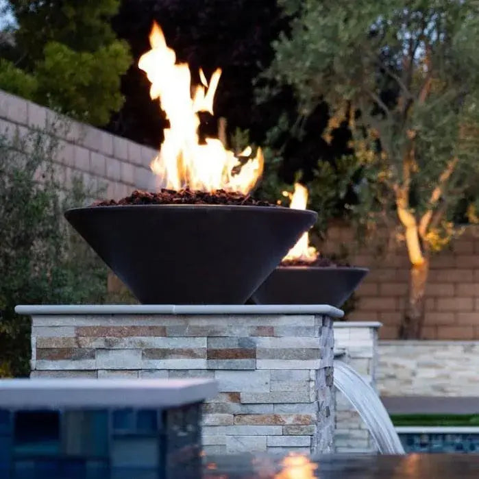 The Outdoor Plus 36” Cazo Round Concrete Fire Bowl outdoor fire feature

36 inch Cazo round concrete fire bowl with active flame

Close-up of concrete texture on The Outdoor Plus 36 Cazo fire bowl

Outdoor patio with The Outdoor Plus 36 Cazo round concrete fire bowl