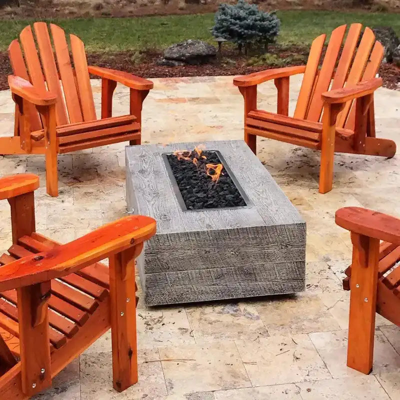 The Outdoor Plus Coronado Fire Pit in GFRC Wood Grain finish

Coronado wood grain concrete fire pit with active flame

Close-up of GFRC wood grain texture on Coronado fire pit

Outdoor Plus Coronado rectangular fire pit in modern patio setting