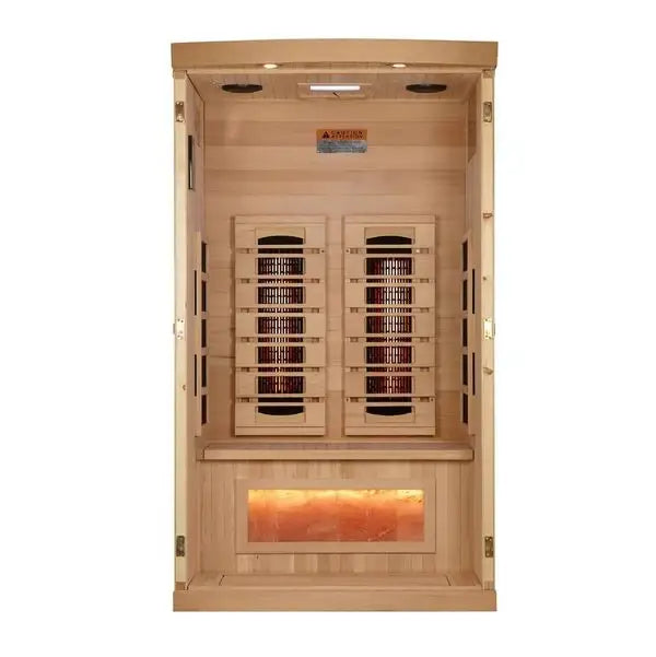 golden designs reserve edition gdi-8010-03 single person full spectrum sauna

interior canadian hemlock golden designs reserve edition infrared sauna with salt bar

infrared heating panels golden designs gdi-8010-03 near zero emf

himalayan salt bar under bench golden designs reserve edition sauna
