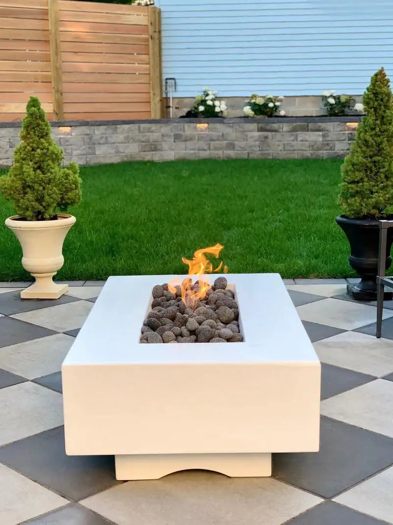 the outdoor plus del mar concrete fire pit exterior view

the outdoor plus del mar concrete fire pit patio setup with flame

the outdoor plus del mar fire pit close-up cement finish and burner detail

the outdoor plus del mar concrete fire pit garden outdoor living space