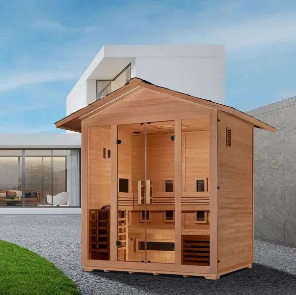 golden designs gargellen 5 person hybrid outdoor sauna front view

interior canadian hemlock wood golden designs gargellen hybrid outdoor sauna seating five

full spectrum infrared panels golden designs gargellen 5 person outdoor sauna

bronze privacy tempered glass door golden designs gargellen 5 person outdoor hybrid sauna exterior