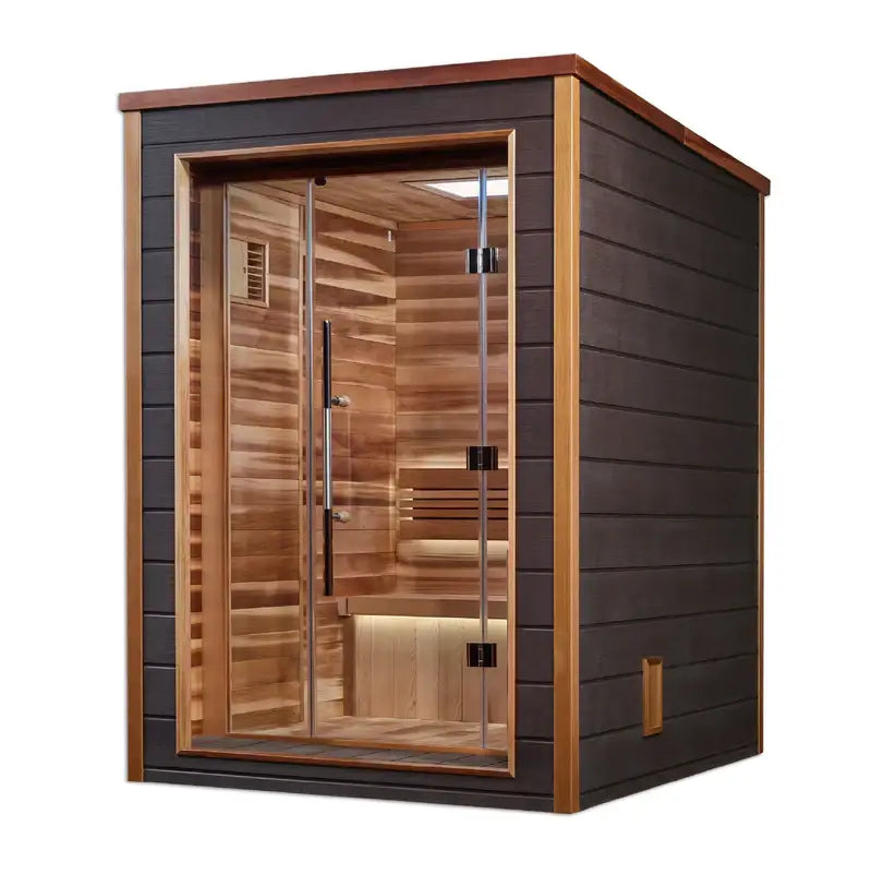 golden designs narvik 2 person indoor outdoor sauna front view

interior canadian red cedar golden designs narvik 2 person sauna seating two

6kw traditional stove golden designs narvik 2 person sauna electrical requirements

tempered glass door golden designs narvik 2 person indoor outdoor sauna exterior finish