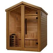 golden designs loviisa 3 person hybrid outdoor sauna front view

interior canadian red cedar golden designs loviisa hybrid sauna seating three

infrared panels and traditional stove golden designs loviisa sauna

galaxy star ceiling lighting golden designs loviisa outdoor hybrid sauna