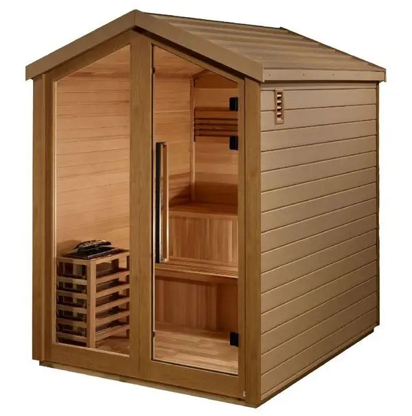 golden designs loviisa 3 person hybrid outdoor sauna front view

interior canadian red cedar golden designs loviisa hybrid sauna seating three

infrared panels and traditional stove golden designs loviisa sauna

galaxy star ceiling lighting golden designs loviisa outdoor hybrid sauna