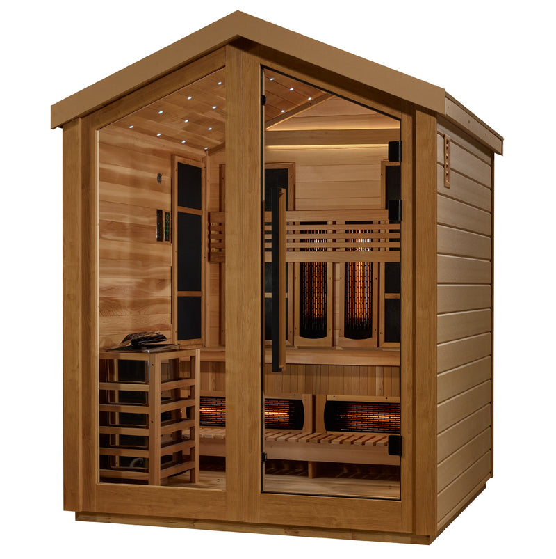 Golden Designs "Visby" 3 Person Full Spectrum PureTech™ Hybrid Indoor/Outdoor Sauna
