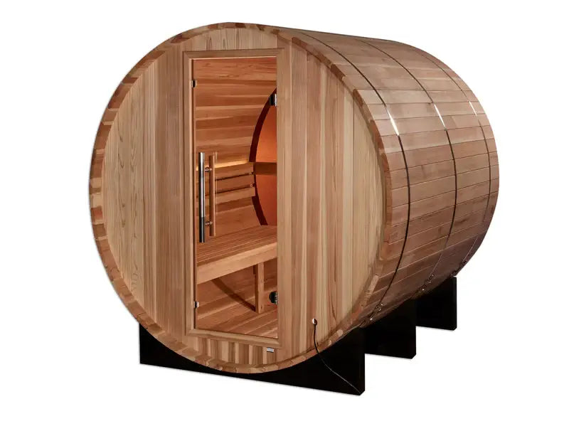 golden designs zurich 4 person barrel outdoor sauna front view

interior pacific cedar golden designs zurich barrel sauna seating four

bronze privacy tempered glass door golden designs zurich outdoor sauna

4 person barrel sauna golden designs zurich dimensions 75x73x80 inches