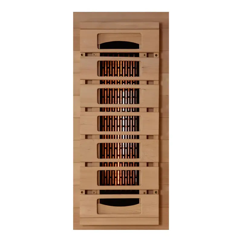 golden designs gdi-8020-03 2 person infrared sauna exterior front view

interior canadian hemlock golden designs 2 person infrared sauna bench and salt bar

infrared panels inside golden designs gdi-8020-03 near zero emf

chromotherapy lighting and bluetooth stereo golden designs reserve edition sauna