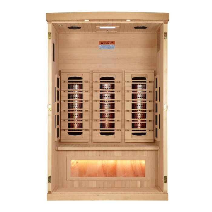 Golden Designs Reserve Edition 2 Person Indoor Full Spectrum Sauna w/ Himalayan Salt Bar (GDI-8020-03)