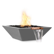 the outdoor plus maya fire and water bowl exterior view

the outdoor plus maya hammered copper fire water bowl patio setup

the outdoor plus maya fire and water feature lit at night with flame and water spillway

the outdoor plus maya copper fire and water bowl stainless steel burner close up
