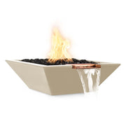 the outdoor plus maya fire and water bowl exterior view

the outdoor plus maya hammered copper fire water bowl patio setup

the outdoor plus maya fire and water feature lit at night with flame and water spillway

the outdoor plus maya copper fire and water bowl stainless steel burner close up