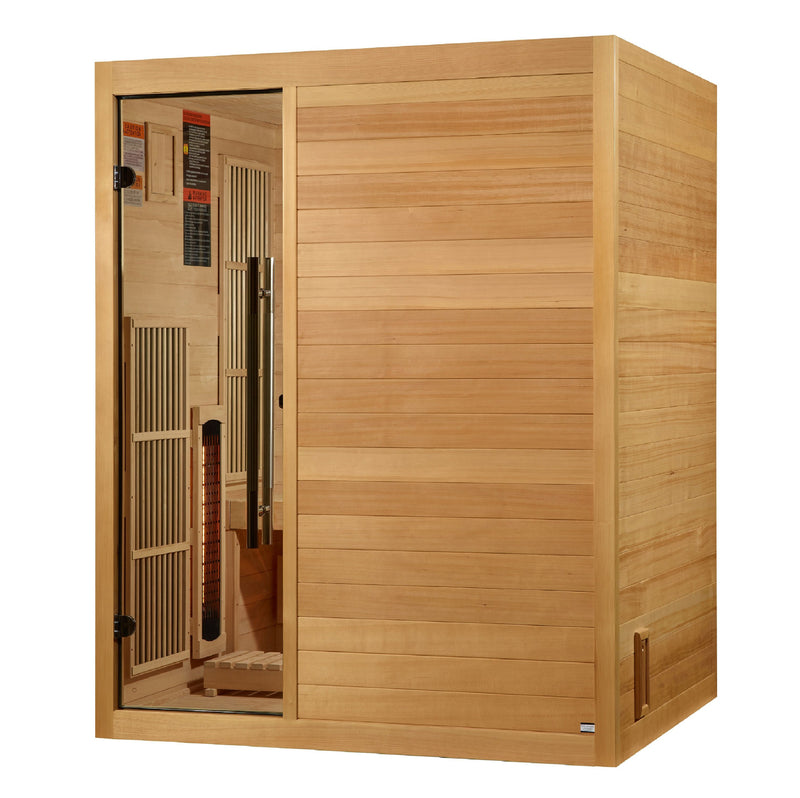Golden Designs "Soria" 3 Person Hybrid Sauna Indoor Full Spectrum Infrared and Traditional Stove