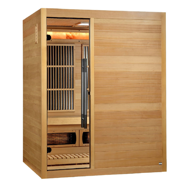 Golden Designs "Soria" 3 Person Hybrid Sauna Indoor Full Spectrum Infrared and Traditional Stove