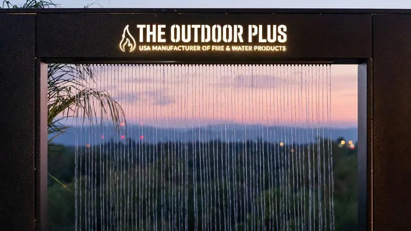 the outdoor plus paradise falls water curtain metal powder coat exterior view

the outdoor plus paradise falls outdoor water curtain patio feature

the outdoor plus paradise falls water curtain wall moving water detail

the outdoor plus paradise falls powder coat garden water feature close-up