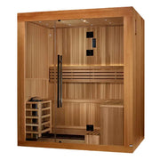 golden designs copenhagen 3 person traditional sauna exterior front view

interior canadian red cedar benches and stove of copenhagen sauna

tempered glass door golden designs copenhagen sauna

galaxy star ceiling lighting and wood interior golden designs copenhagen sauna