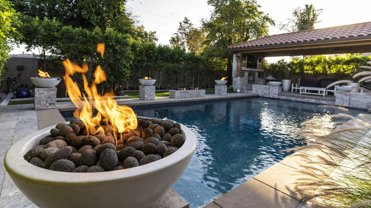 The Outdoor Plus Sedona Round Concrete Fire Pit - Narrow Ledge