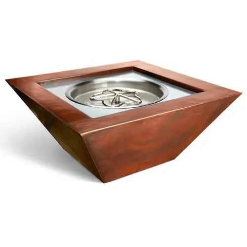 hpc fire sierra copper fire bowl exterior view

hpc fire sierra hammered copper bowl fire pit lit at night

hpc fire sierra fire bowl patio setup with flame and decorative finish

hpc fire sierra copper fire bowl closeup of burner interior