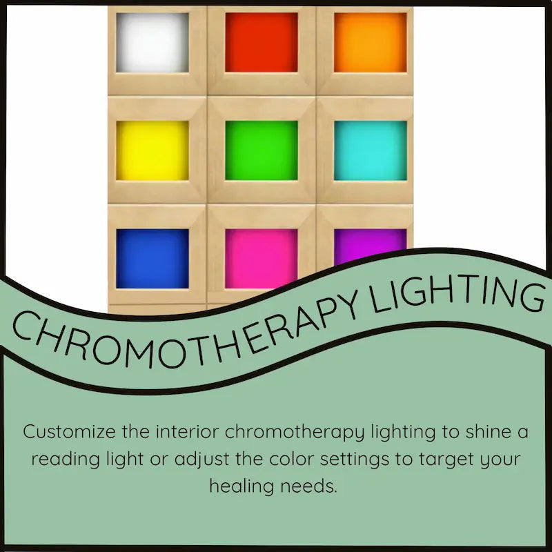Chromotherapy LED lighting in sauna for mood and color therapy