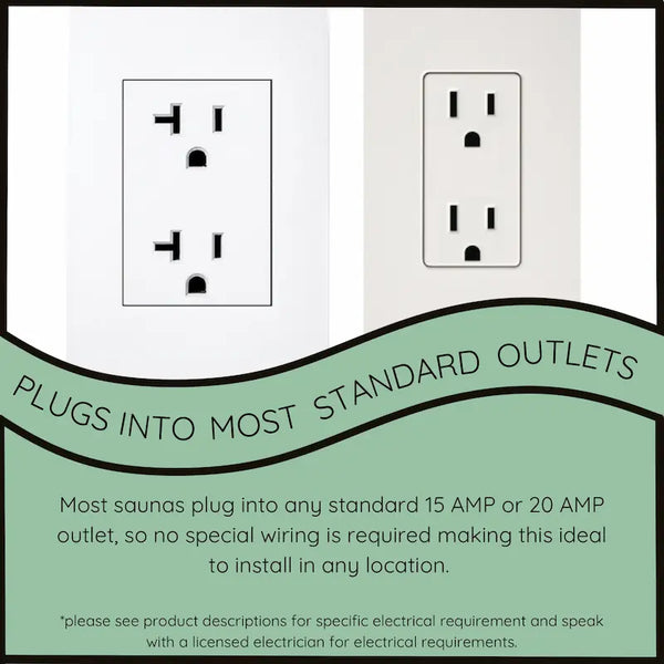 Sauna can be plugged into standard household electrical outlets