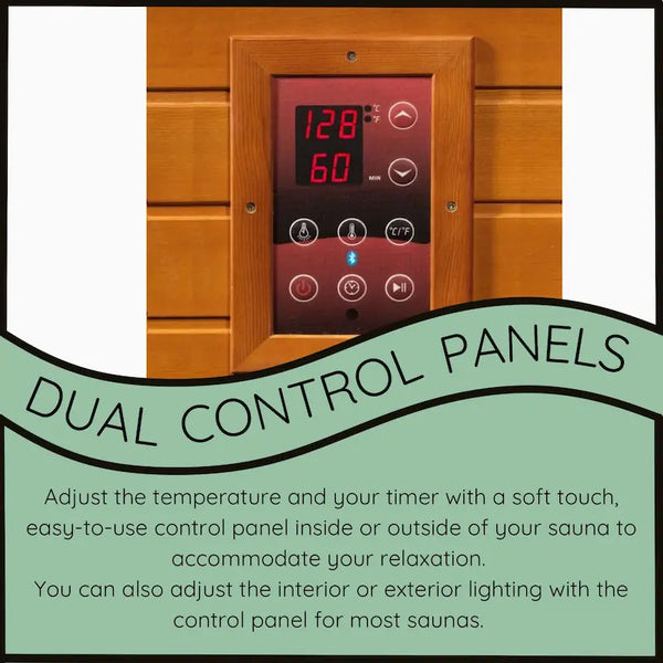 Dual control panels for sauna and cold plunge with easy-to-use digital interface