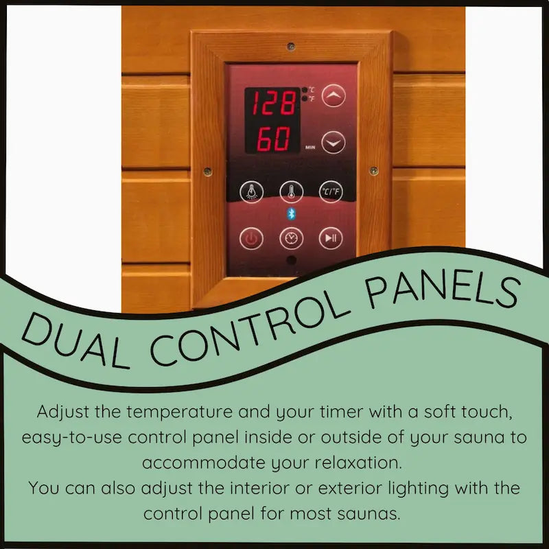 Dual control panels for sauna and cold plunge with easy-to-use digital interface