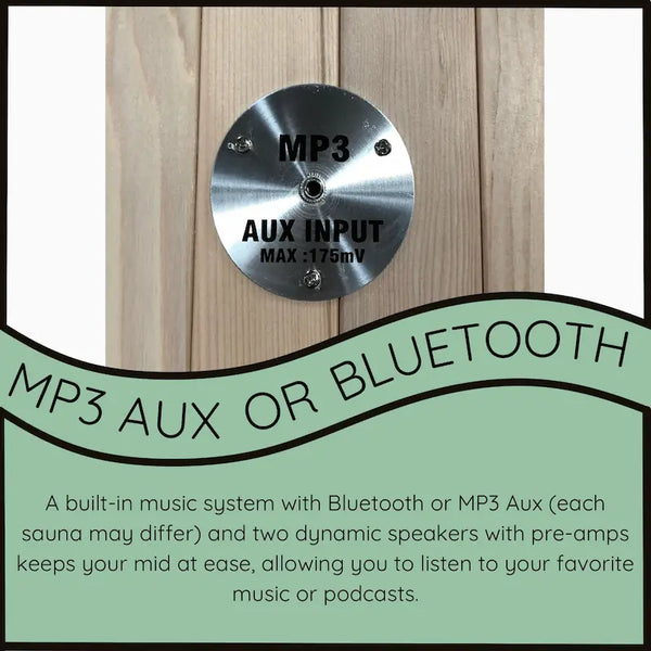 MP3 audio and Bluetooth connectivity feature in sauna