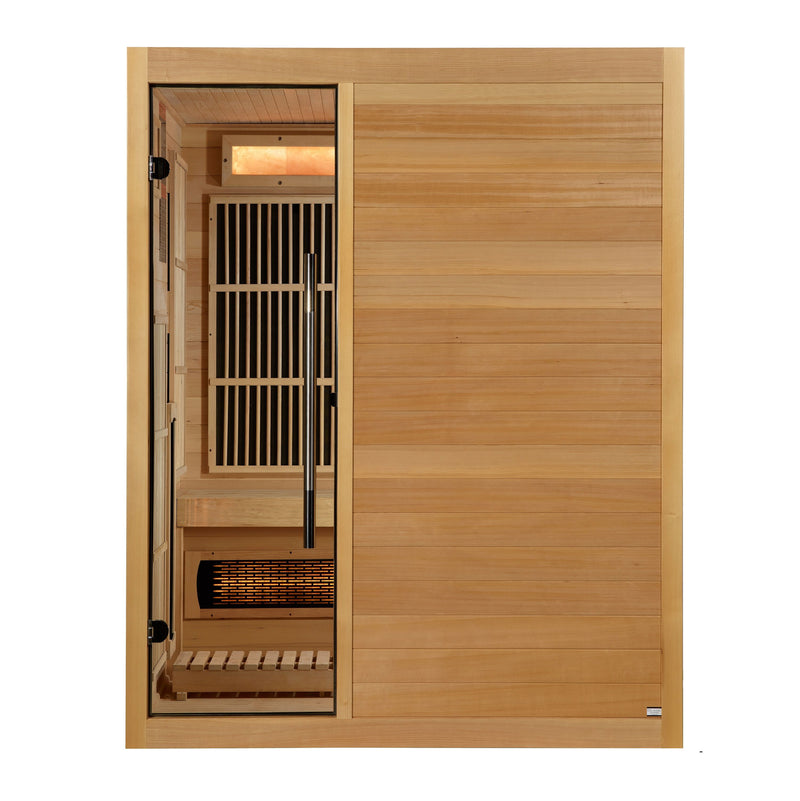 Golden Designs "Soria" 3 Person Hybrid Sauna Indoor Full Spectrum Infrared and Traditional Stove