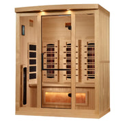 golden designs gdi-8030-03 3 person infrared sauna exterior front view

interior canadian hemlock bench and salt bar golden designs 3 person infrared sauna

infrared panels inside golden designs gdi-8030-03 full spectrum sauna near zero emf

chromotherapy lighting and glass door golden designs 3 person infrared sauna with salt bar