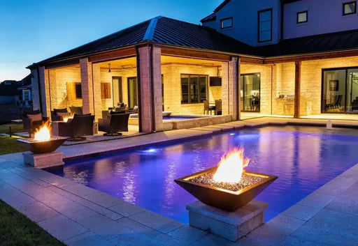 The Outdoor Plus 30” Maya Square Concrete Fire Bowl outdoor fire feature

30 inch Maya square concrete fire bowl with active flame

Close-up of concrete texture on The Outdoor Plus Maya fire bowl

Outdoor patio with The Outdoor Plus 30 Maya square concrete fire bowl