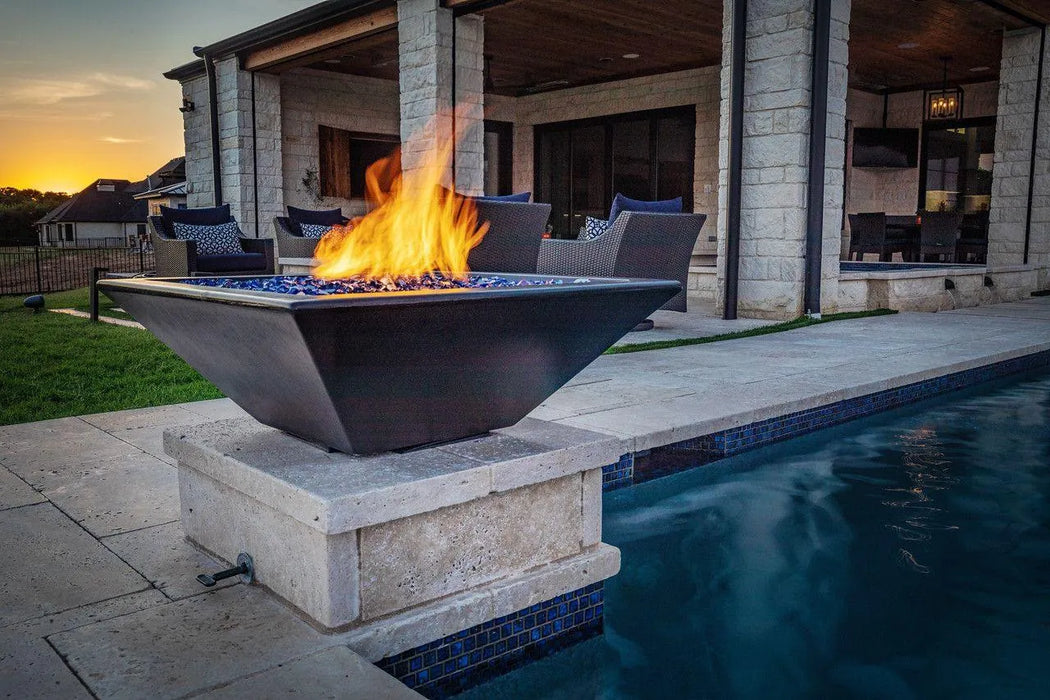 The Outdoor Plus 30" Maya Square Concrete Fire Bowl