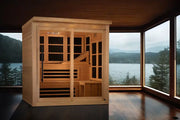 golden designs monaco 6 person infrared sauna exterior front view

interior canadian hemlock benches and infrared heating panels inside monaco sauna

puretech infrared carbon panels golden designs monaco 6 person sauna near zero emf

chromotherapy lighting and tempered glass door golden designs monaco infrared sauna
