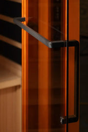 golden designs 4 person infrared sauna gdi-8040-03 exterior front view

interior canadian hemlock 4 person infrared sauna bench and salt bar

infrared heating panels inside golden designs full spectrum sauna near zero emf

chromotherapy lighting and tempered glass door golden designs 4 person infrared sauna